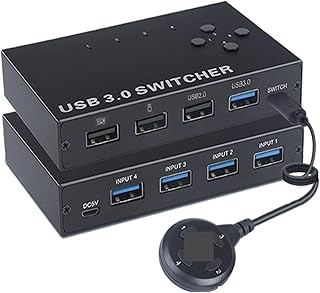 Mini Video Mixer, Pro Switcher, 4-Port USB3.0 Sharer Switch USB KVM Switcher With Controller PC Sharing Splitter For Keyboard Mouse Printer Monitor USB Switcher with Wide Compatibility, Easy to Set Up