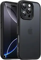 JETech Capa Matte para iPhone 16 Pro 6,3 Polegadas, Case Proteção Contra Quedas de Nível Militar à Prova de Choque, Capinha Traseira Translúcida Fosca, Anti-Impressão Digital (Preto)