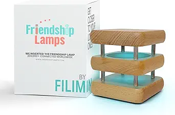 Friendship Lamp® by Filimin Mini Square Mid-Century WiFi Touch Lamp LED Light for Long Distance, Connection, Friend Gifts, Relationship, Unique Lamp, App Setup, 200+ Colors - Natural Single
