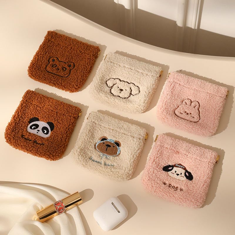 VIVITO Plush Snap Closure Pouch | Cute Rabbit Coin Purse & Makeup Bag | Cotton Wool Multipurpose Storage for Lipstick, Cosmetics, Coins, Pads & Travel Accessories | (AnyColor (Pattern), Pack of 1)-picture-50
