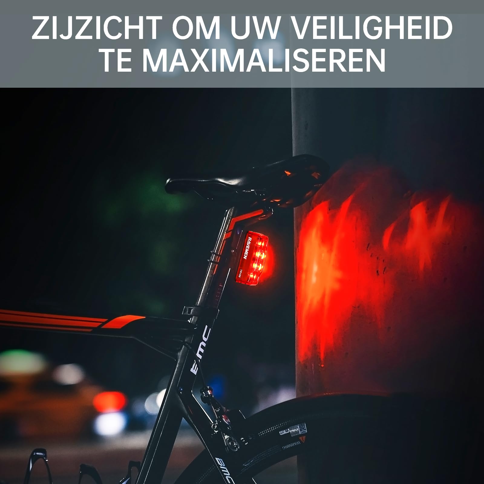 RAVEMEN NT201 Radar Achterlicht voor Fiets, 80 Lumen helder Groothoek Fietsachterlicht met Visuele en Hoorbare Waarschuwing, Compatibel met ANT voor Nachtelijk rijden in de stad