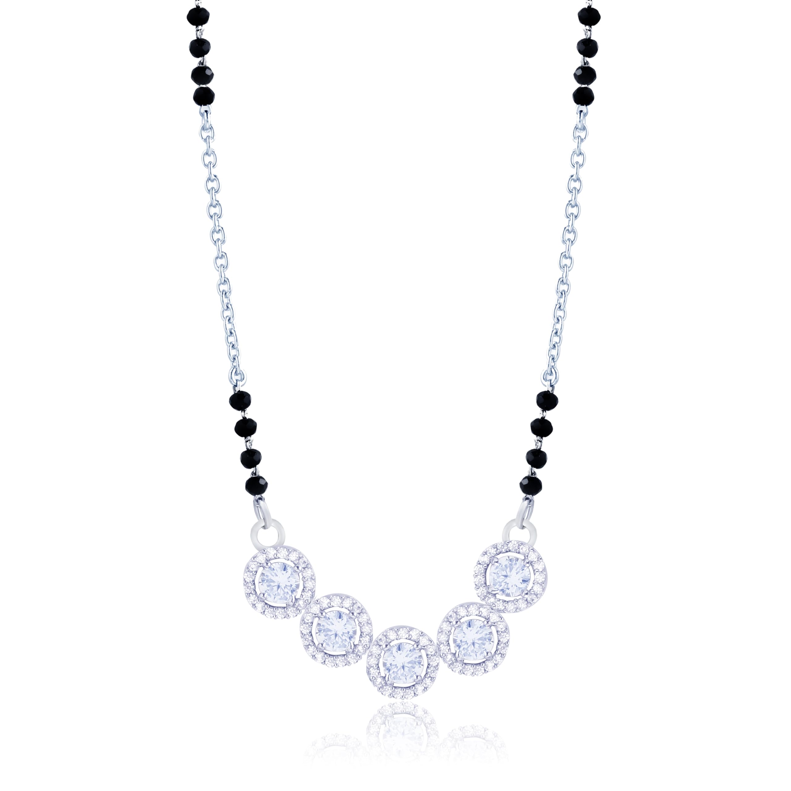 NEMICHAND JEWELS Sterling Silver Five Round Mangalsutra Bead Necklace with Certificate of Authenticity and 925 Stamp (B0CT3P9L39) Amazon Price History, Amazon Price Tracker
