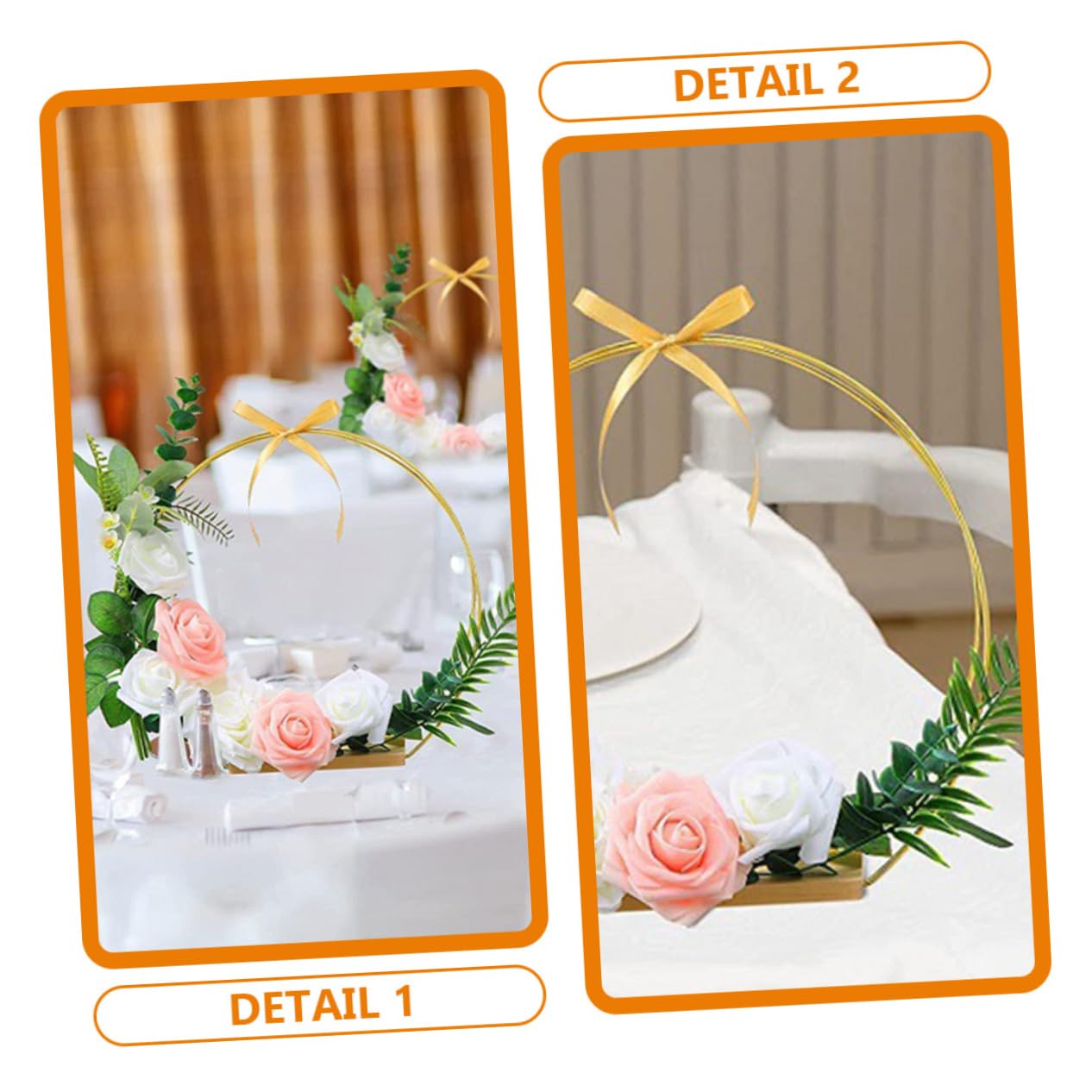 2sets Floreale in Metallo Cerchi per Ghirlande Fai da Te Cerchi in Metallo per Artigianato Anello per Centrotavola da Matrimonio Floreali per Decorazioni da Tavolo