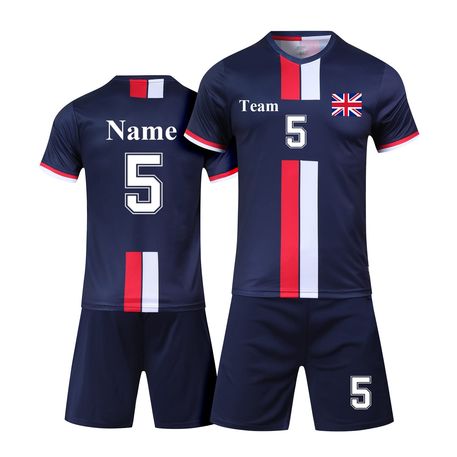 HDSD Personalised Football Shirt and Shorts for Kids Adults Custom Football Kits Men Women with Name Number Team Logo