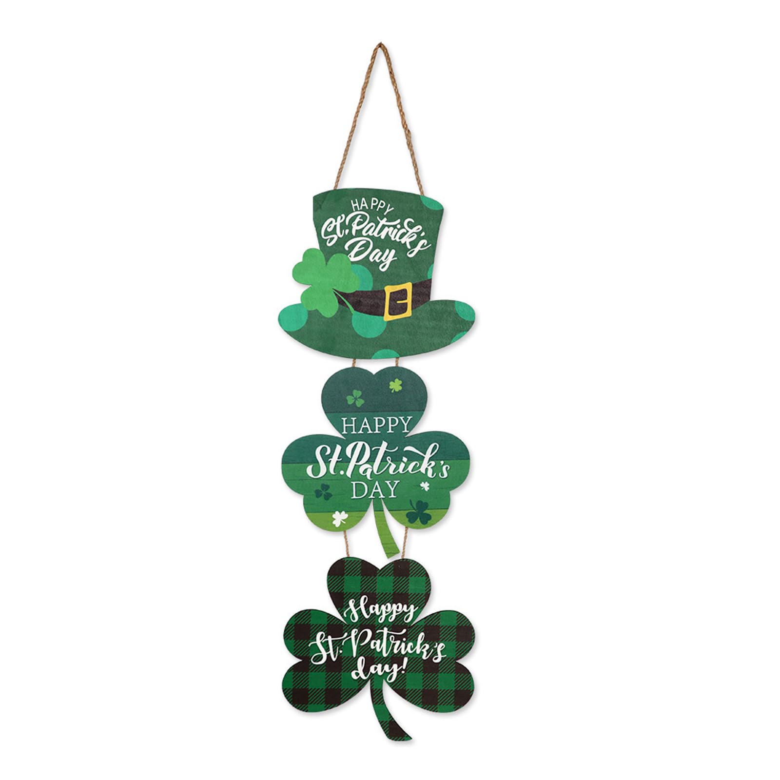 LUCKGONI Wooden Shamrocks Door Sign Wall Hanging Ornament Patrick's Day Festival Decoration for Front Door Mantels Tree Display