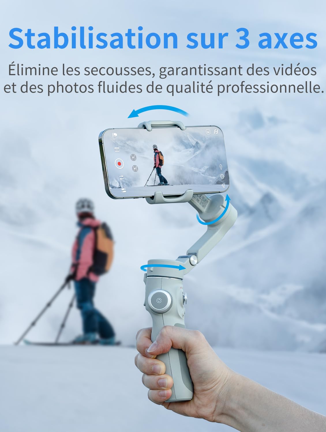 Feiyutech VB4 Kit Stabilisateur Smartphone avec Suivi 3 Axes,Traceur Magnétique AI 2-en-1&Lumière de Remplissage ACC.,Tige d'extension de 216mm,Charge utile de 260g,Stabilisateur pour iPhone/Android