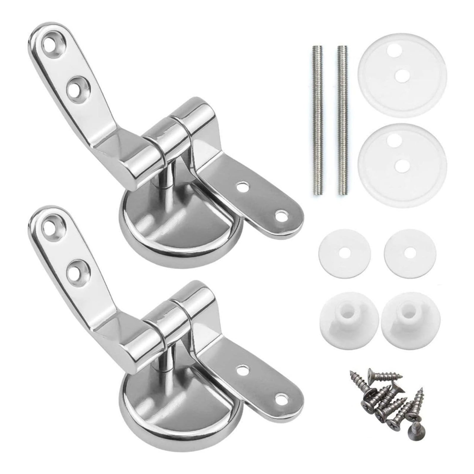 Nueayms Oh! Zinc Alloy Toilet Seat Hinges With Bolt Screws And Nuts, Adjustable Replacement Hinge For Flush Cover, Durable Seat Hinges