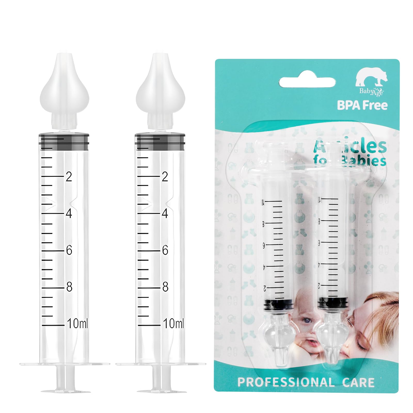 Diboniur Siringa per Lavaggi Nasali Bambini, 2 Pezzi Olive Nasali per Lavaggi Neonato 10 ml, Portatile Siringhe Lavaggio Nasale Neonato con Punta in Silicone Morbido, Riutilizzabile Irrigatore Nasale