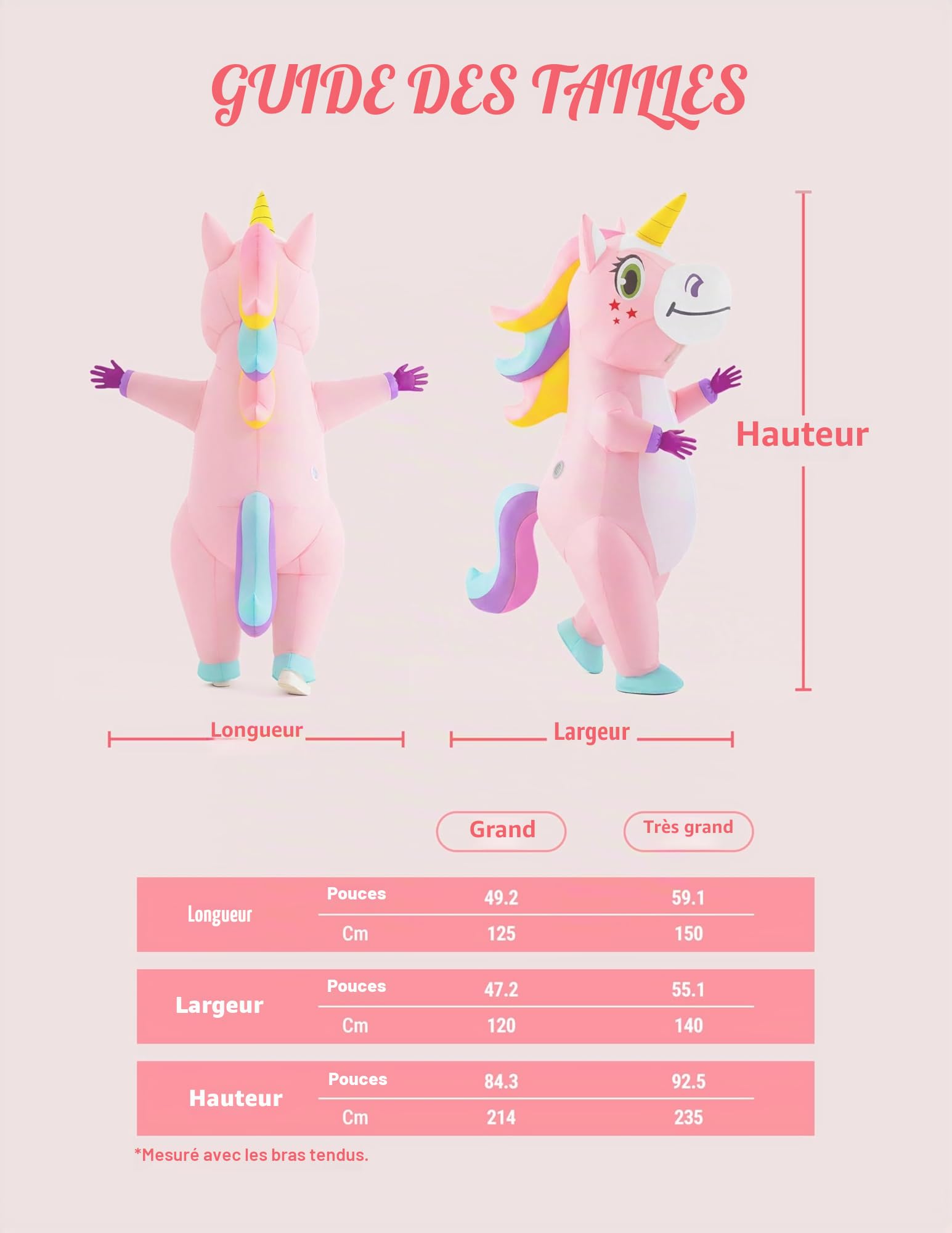 Spooktacular Creations Costume de licorne gonflable - Taille adulte