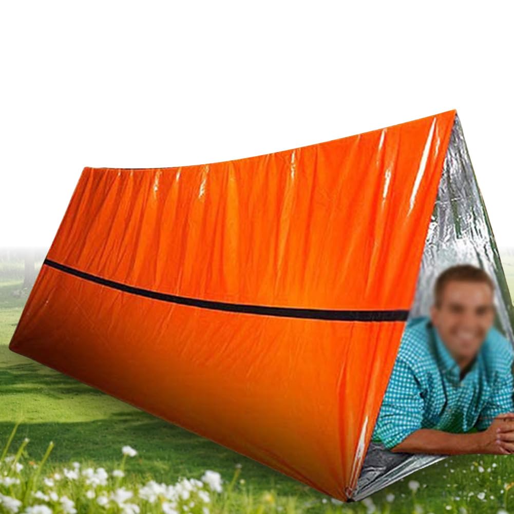 Notfallschlafsack Thermo-Biwaksack for den Außenbereich (Orange mit Aufbewahrungstasche)