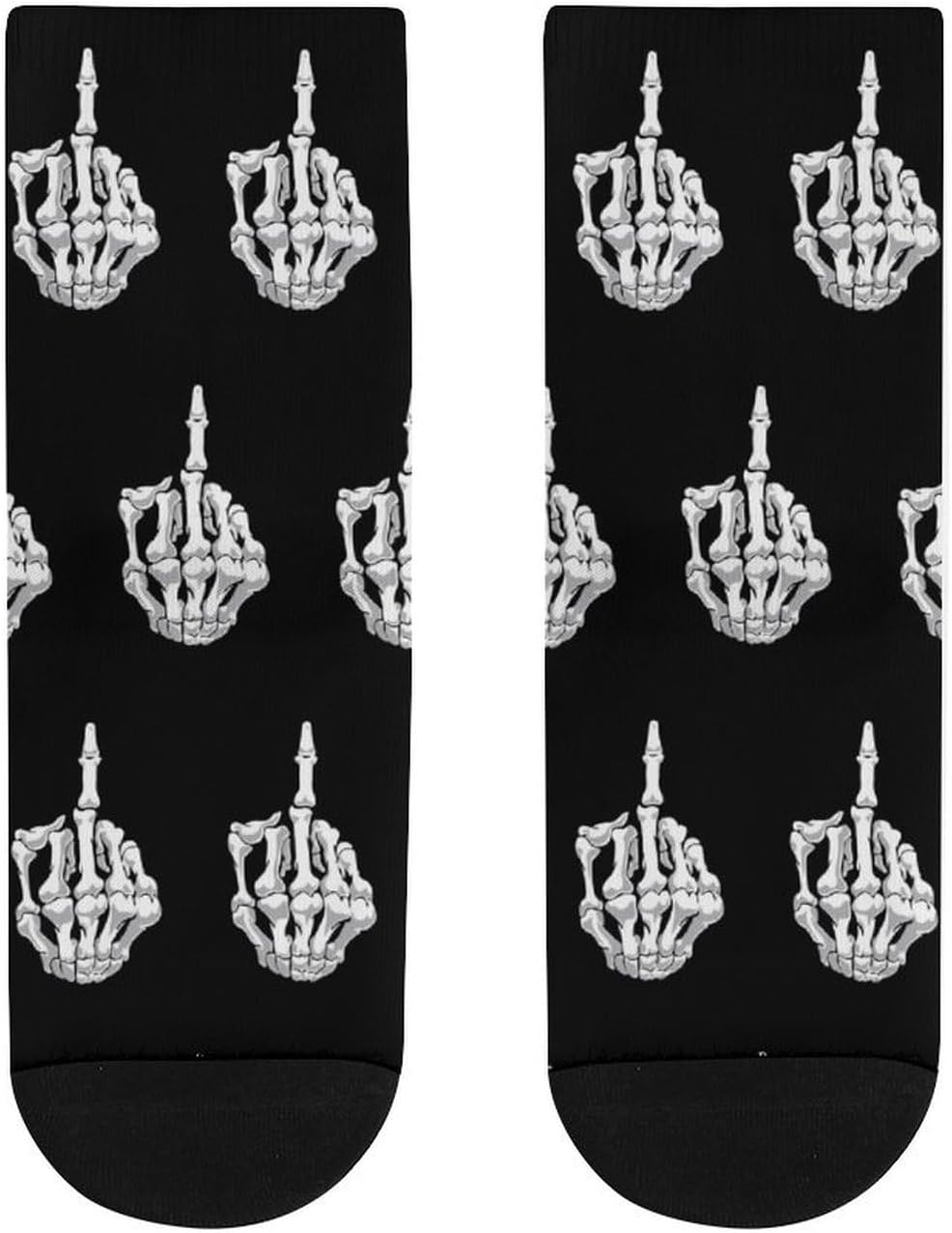 Skull Middle Finger Knee High Socks Athletic Long Stockings Sport Casual Crew Tube Sock Boot 30cm