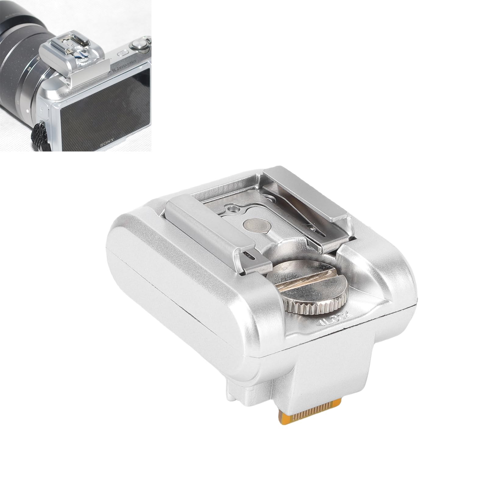 Adaptateur de Chaussures Hot Flash Fit POUR les Appareils Photo NEX Series, NEX Flash Hot Shoe Sync Adaptateur ACCESSOIRES DU BODÈNE EXTENDES POUR NEX-3 C3 F3 NEX-5 NEX 5N 5R 5C (SILVER)