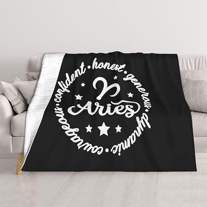 Party Aries Sign Throw Blanket for Couch Sofa Or Bed Throw Soft Fuzzy Plush Blanket