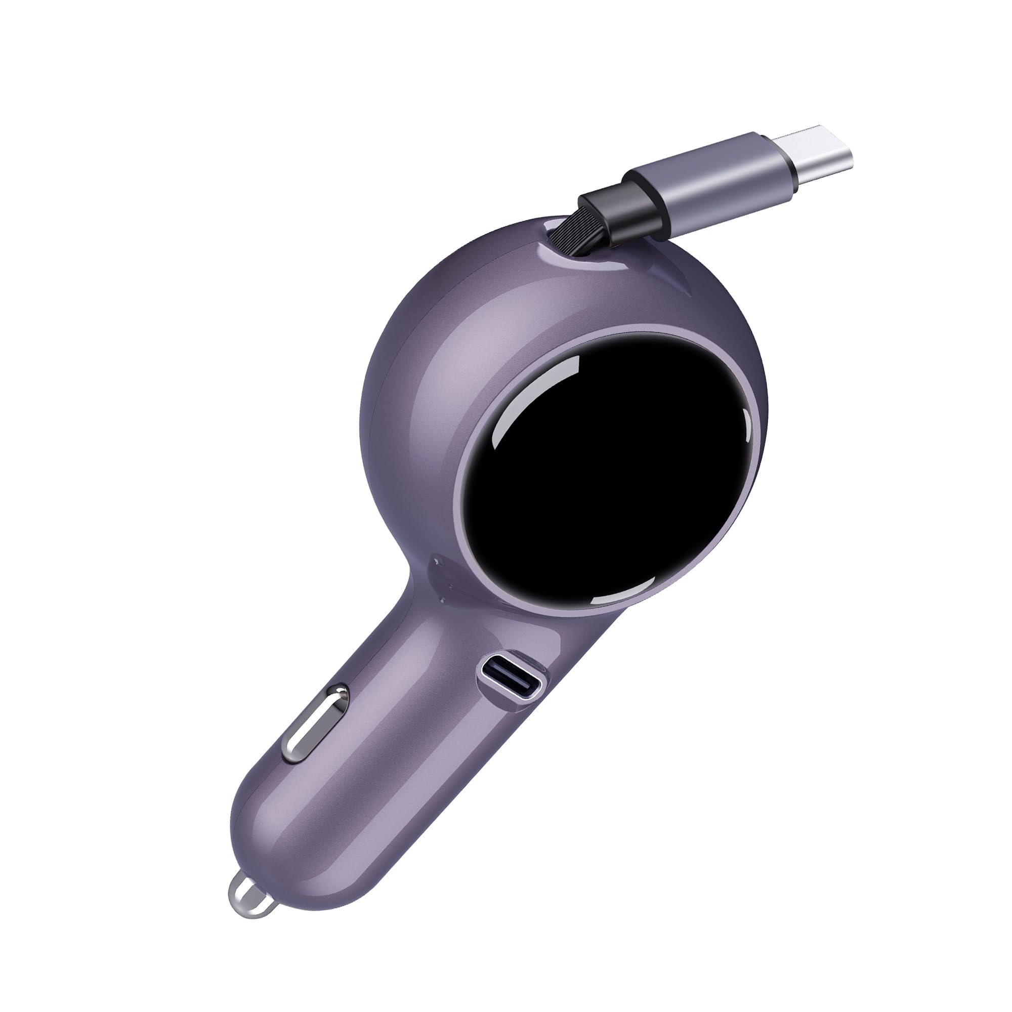 Retractable Car Charger, 2 in 1 Car Charger Adapter 60W, Small Size, Car Accessories for Men/Women USB C Cord and Port Compatible with iPhone 15/Pro/Pro Max, Galaxy, Pixel