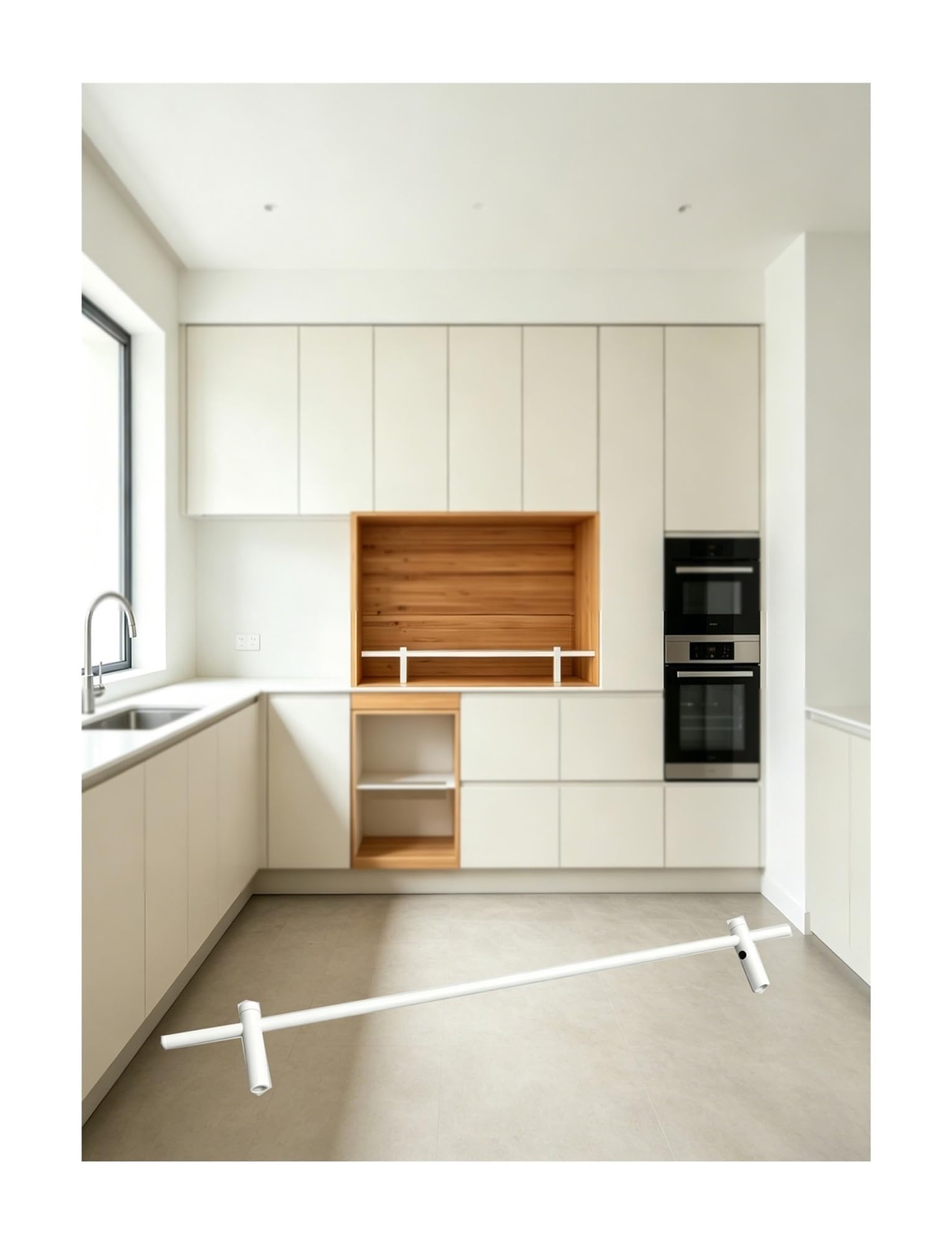 MRVAKDYDI Long Floating Shelf Railing Rod, Aluminum Alloy Floating Shelf Guard Rail Milk Multiple Sizes(60cm/23.6")