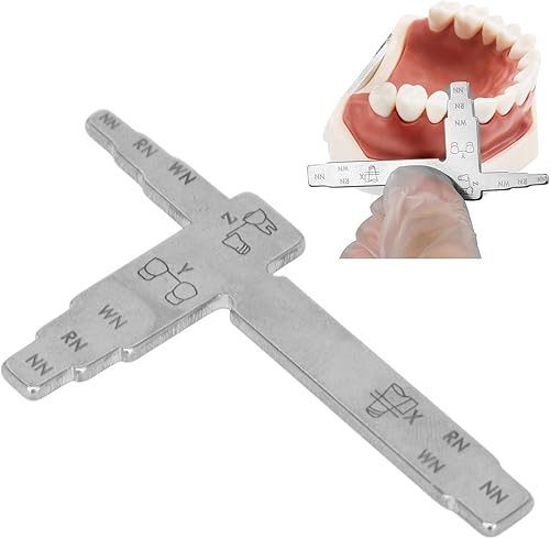 Miniatura 2 de Regla de medición de implantes dentales, regla de medición de implantes dentales, en forma de T, acero inoxidable, escala transparente, resistente