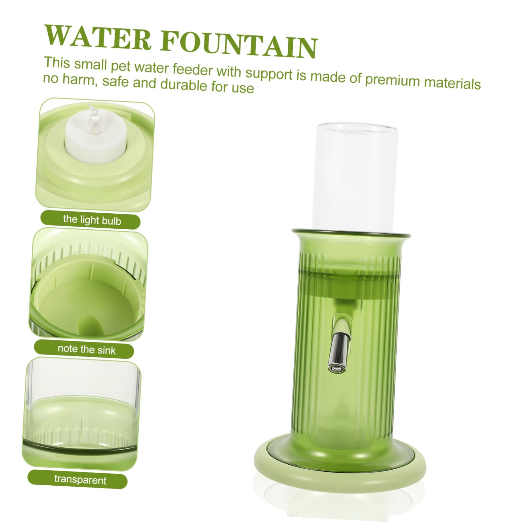 GANAZONO Distributeur d'eau Automatique pour Hamster et Chinchilla, Abreuvoir Vertical en Plastique Vert, Capacité Moyenne, Usage en Cage, pour Petits Rongeurs et Animaux de Compagnie