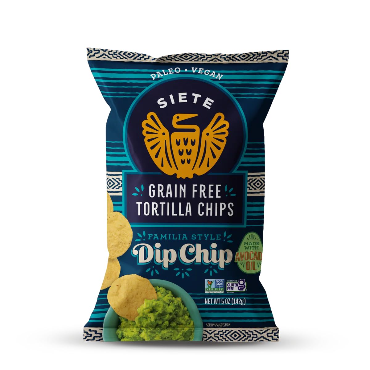 Siete Grain Free Tortilla Chips | Gluten Free Chips | Paleo & Vegan Snacks | Non GMO | Dip Chip, 5 Ounce (Pack of 6)