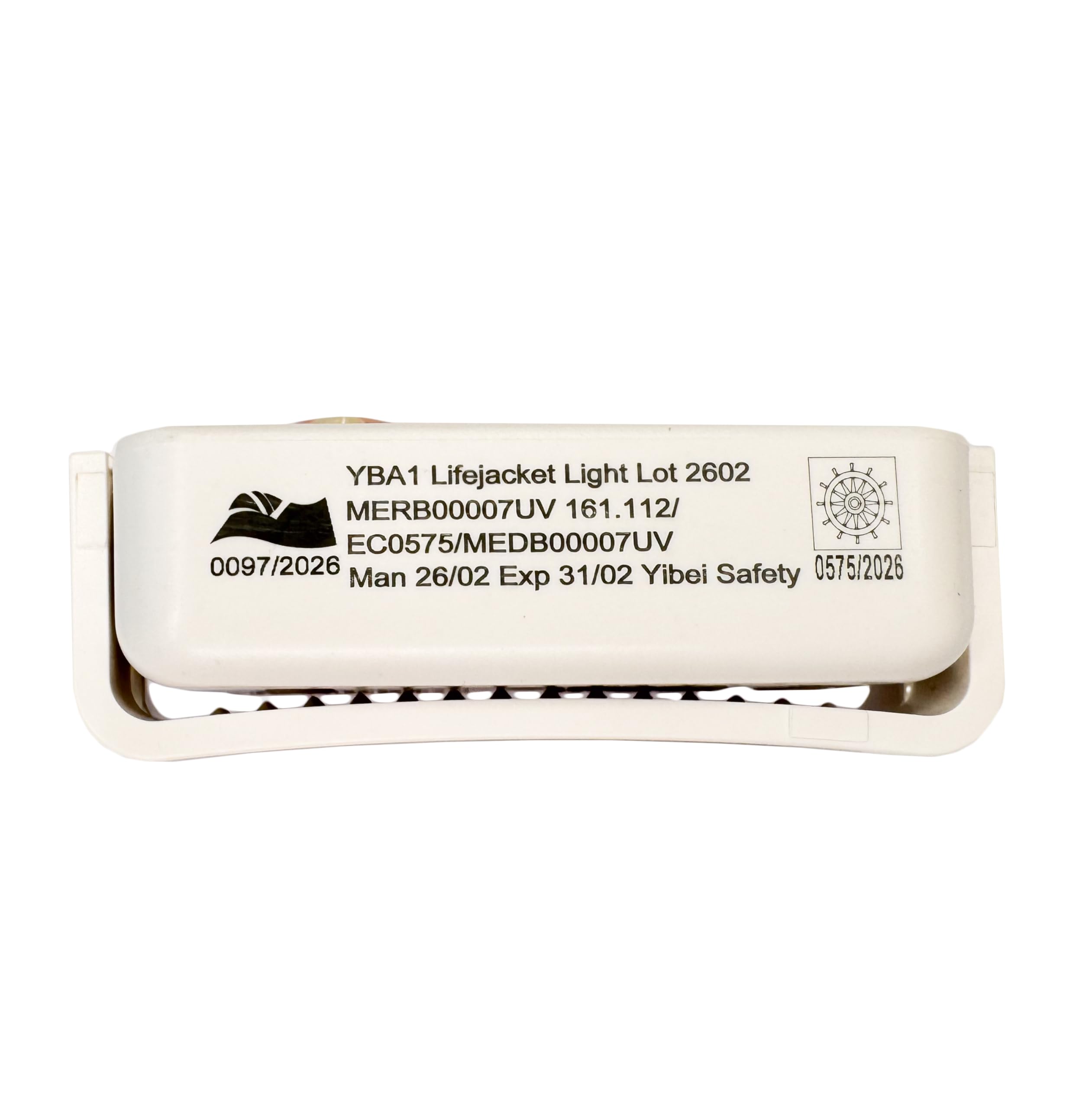 GATE14 Luce LED Lampeggiante per Giubbotto di Salvataggio SOLAS MED, Attivazione Automatica in Acqua, 36h Durata, 0,75 cd, Clip Inclusa, Batteria Inclusa, Conforme UE 2022/1157