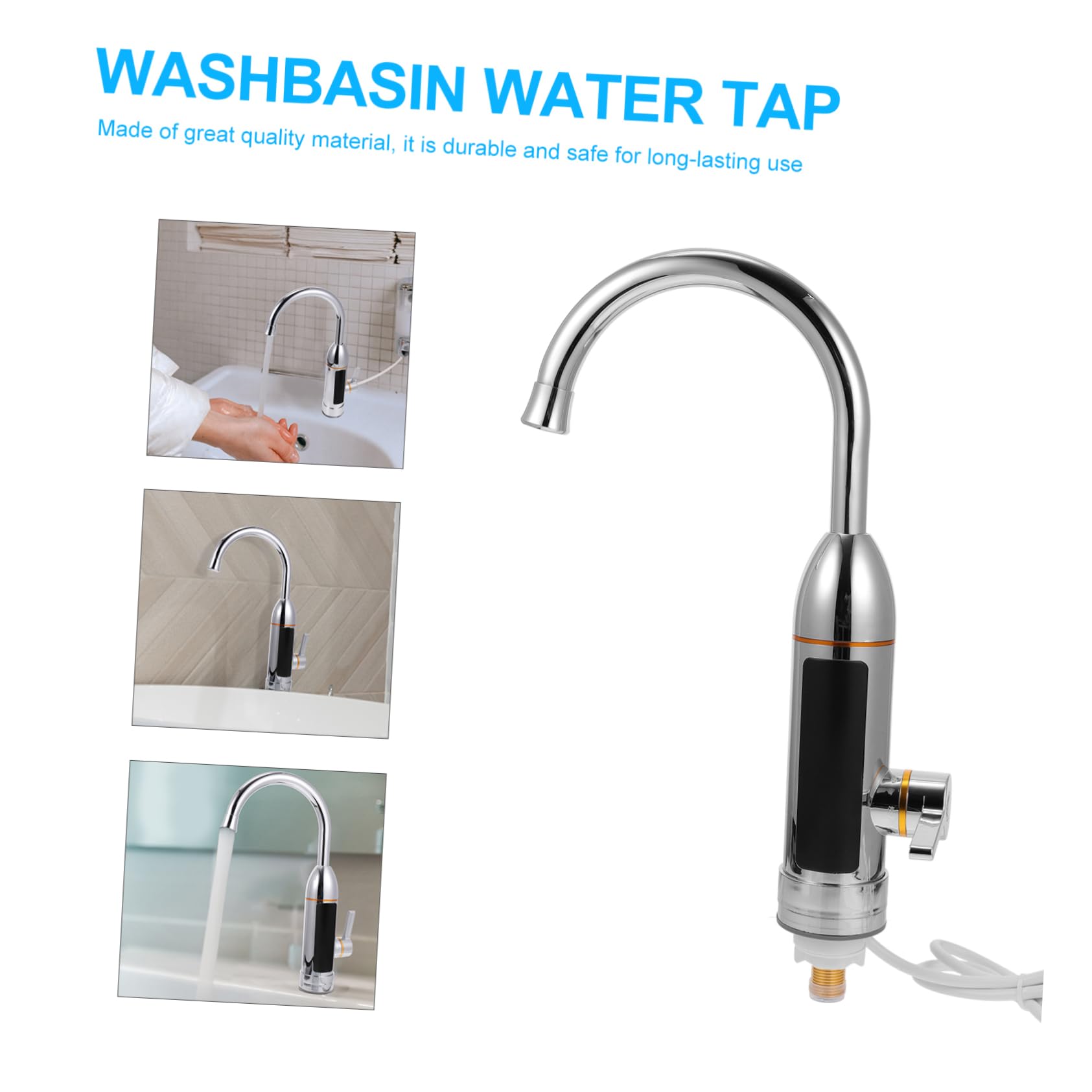 Edelstahl Sofort Heiz Wasserhahn mit 360 Grad Drehung für Bad
