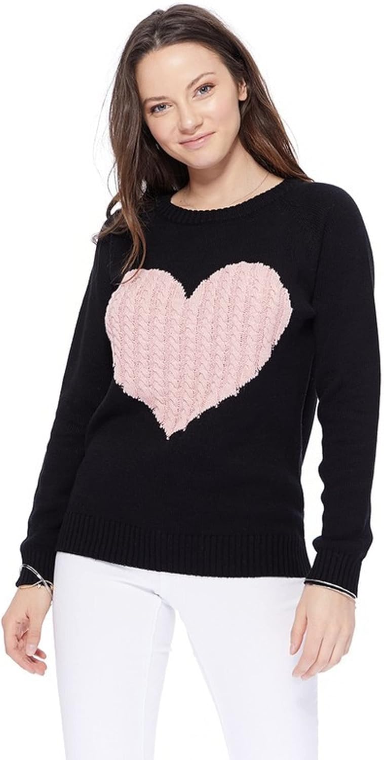 YEMAK Women's Pullover Sweater Long Sleeve Crewneck Heart Knitted Top Sweaters - Image 4