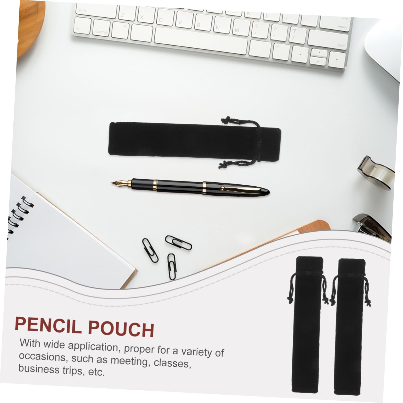Homoyoyo Astuccio per Penne in Velluto Nero 100 Pezzi, Custodia per Penna | Decorazioni Scuola, Sacchetti per Penne Regalo, per Penna Stilografica e Articoli di Cancelleria, Classic Elegante