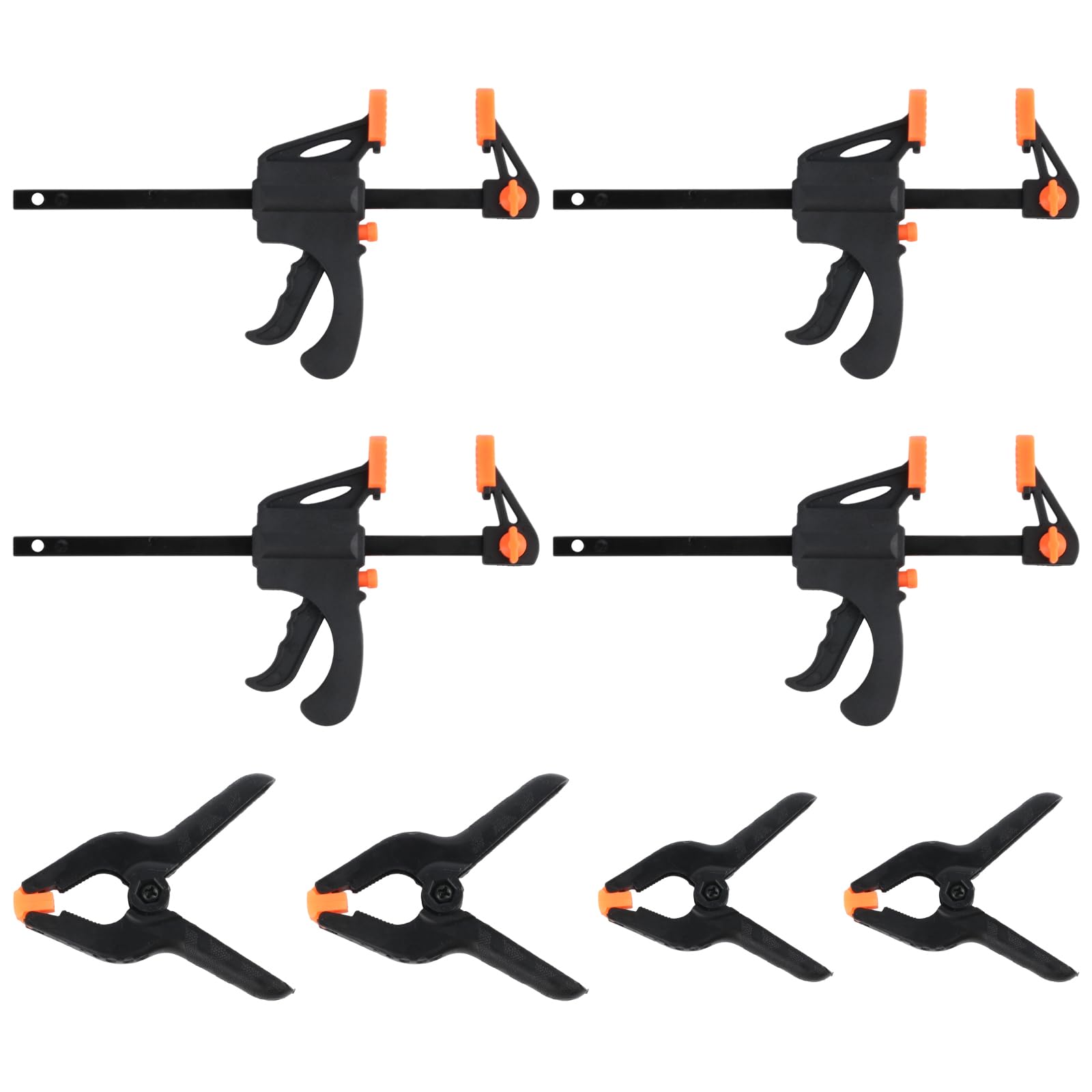 Juego de 4 Abrazaderas de Sujeción Rápida 10,16 cm con 4 Abrazaderas de Resorte (5 Cm Y 7,6 Cm), con Pinzas de Resorte para Trabajar La Madera