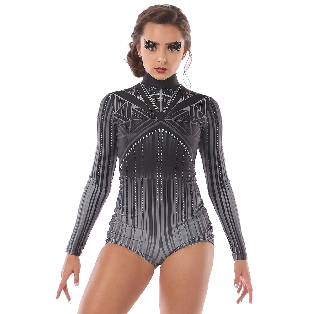 Alexandra Collection Womens Matrix Long Sleeve Biketard