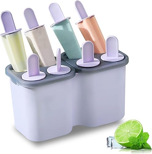 HOMQUEN Moldes para paletas de hielo, 8 piezas, molde reutilizable para helado de fácil liberación para niños, moldes de paletas caseras de muchas
