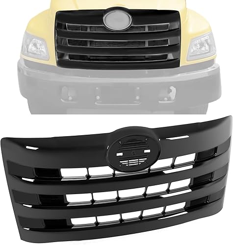 HECASA Parachoques delantero compatible con 2011-2018 Hino 238 258 268 338 parrilla principal horizontal billet pintada negro