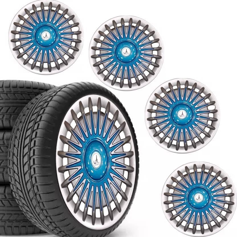 HOTRENZ CAR WHEEL CAP/WHEEL COVER RUSH DEGINE Silver_BLUE_COLOUR 13 INCH Wheel Cover for Hyundai i10, Alto K10, Esteem, Zen Estilo, Indica, A-Star, S-Presso Lxi, Eeco, Accent (33 cm)