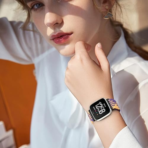 Miniatura 6 de Paquete de 6 correas elásticas ajustables para reloj compatibles con Fitbit VersaFitbit Versa LiteFitbit Versa 2 bandas para mujeres y hombres,