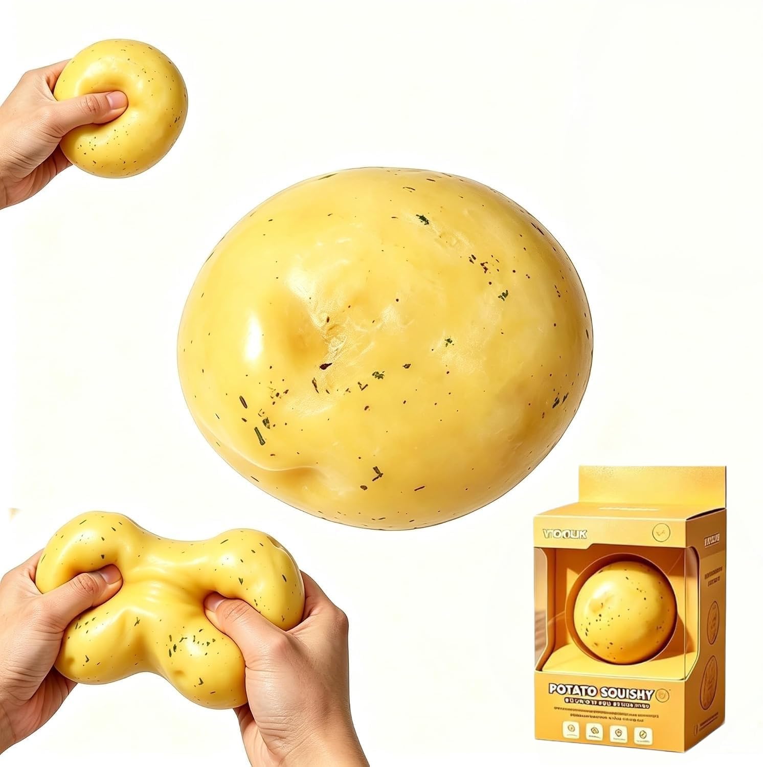 Squishy Stress Relief Ball, Crunchy Squeeze Fidget Toy for Office Home Party Gift Desktop Decoration (B-Potato) — image 1