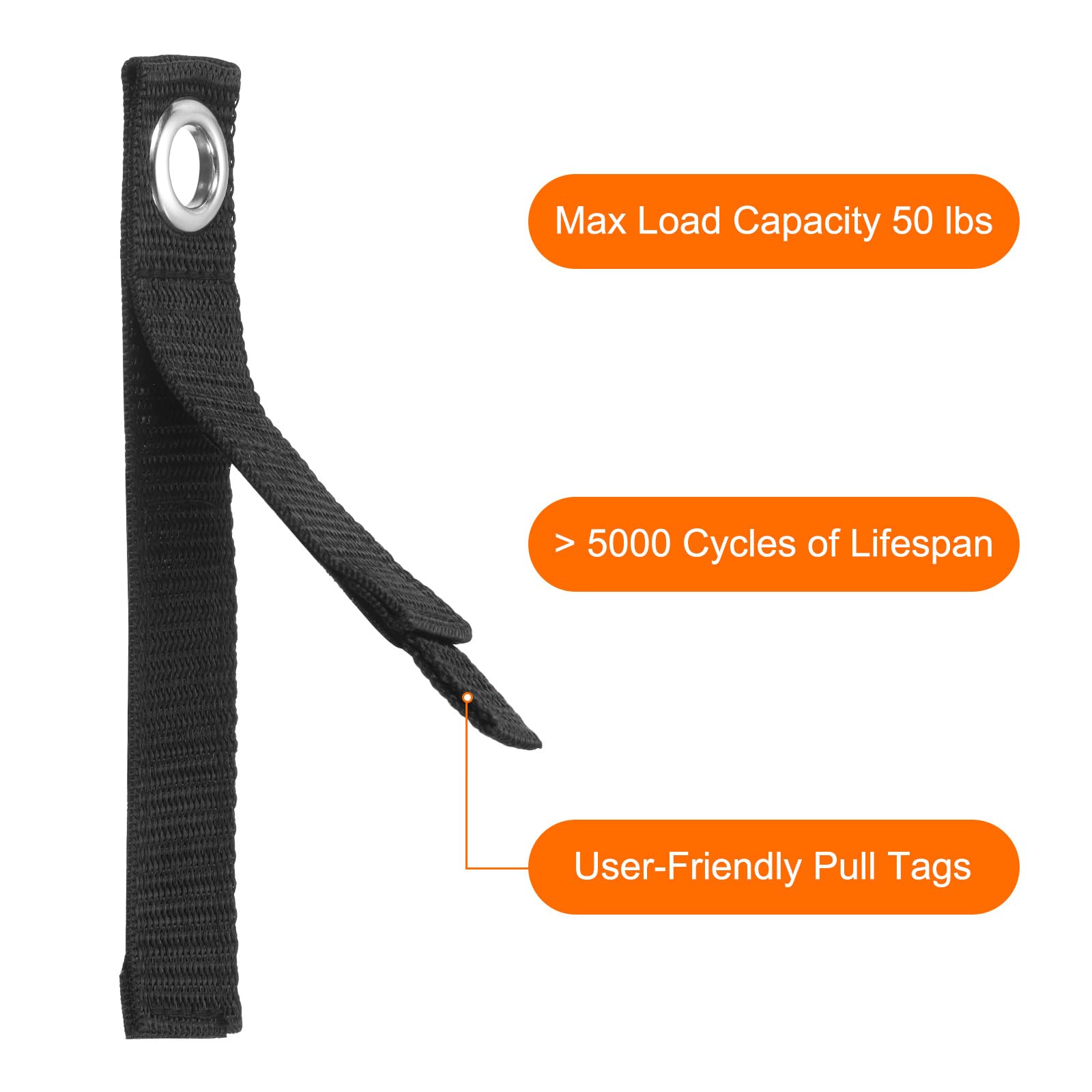 QUARKZMAN 6pz Prolunga Cavo Supporto Organizzatore Cinghie 184mm / 7" Robusto Garage Appeso Trasportare Conservazione Cinghie per Alimentazione Cavi Tubi Corde Nero