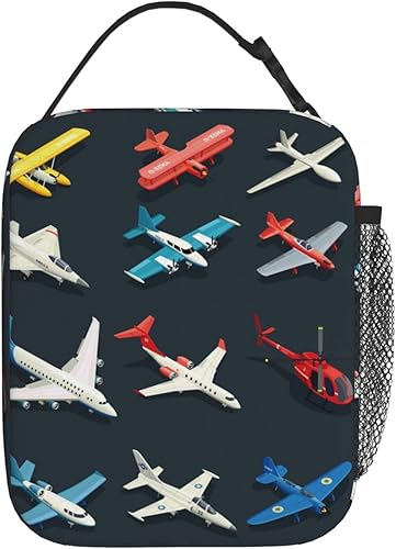 Miniatura 3 de SARA NELL Lonchera térmica con diseño de aviones y helicópteros vintage, para mujeres, hombres, adolescentes, niños, bolsa de almuerzo reutilizable