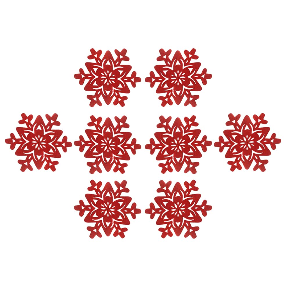Luxshiny Christmas Coasters Set of 8 Red Felt Cup Mats Round Heat Resistant Non-Slip Drink Coasters for Festive Table Decoration and Home Use