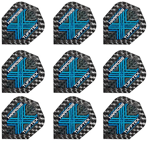 Tufftex 3 Sets of Harrows Standard Dart Flights Plus 3 Sets of Black Nylon Dart Flight Protectors (Aqua)