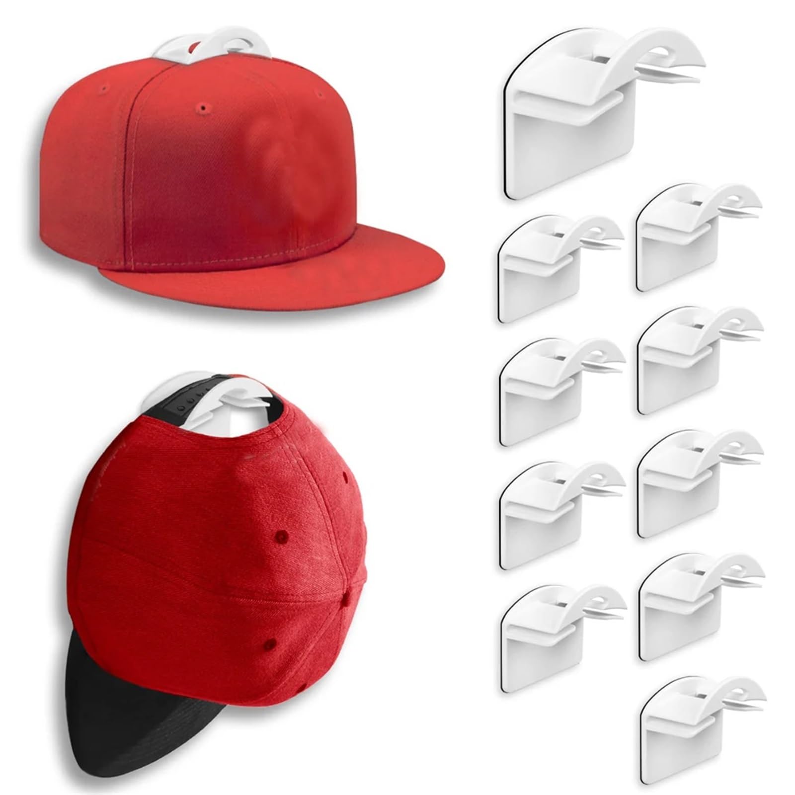 Soporte adhesivo para gorras Gancho para gorras, 10 piezas de gancho adhesivo for montaje en pared for gorra de béisbol, caja de almacenamiento de sombreros casuales, sin pasta de perforación, percha