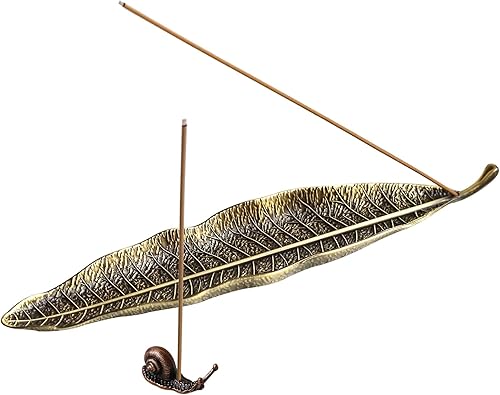 Quemador de incienso de hojas y caracoles, juego de soporte para incienso con colector de cenizas de incienso, soporte para varillas de incienso