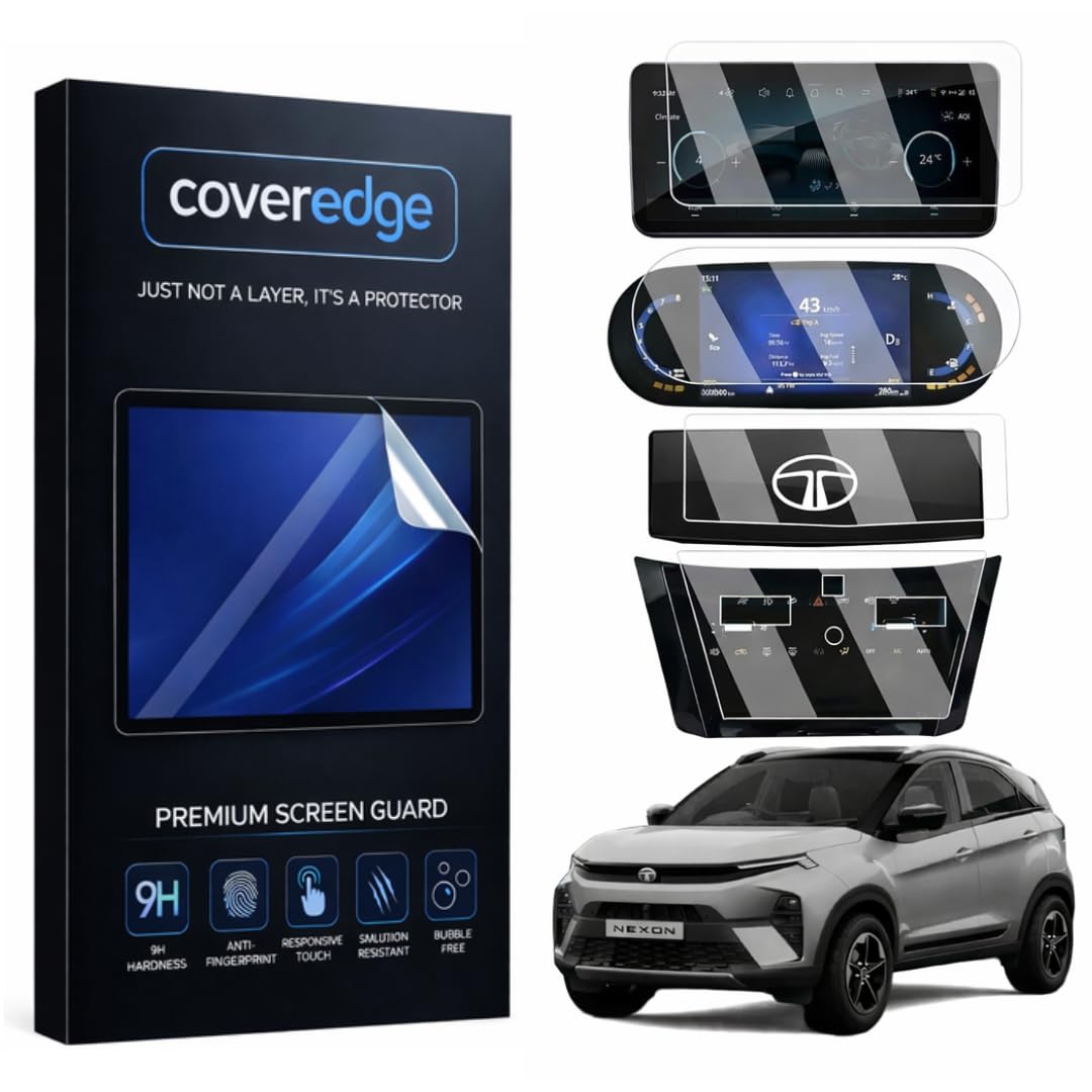 {4 Pack} Screen Guard for TATA NEXON 2026 | 10.25” INFOTAINMENT (Round Corners) + 7” MID + AC Panel (Touch-Controlled) + Steering Cluster Protector | Only Fits **CREATIVE+PS** | HD Clear, Anti-Scratch, Water Resistant | [Not Tempered Glass] [NOT FOR CREATIVE/CREATIVE+S] **Match Each Screen Shape & Size Before Ordering*-image-8