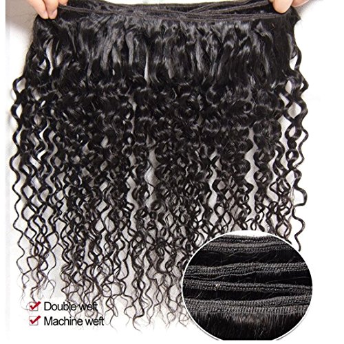 Ali Julia Hair Brazilian Curly Hair 3 Bundles with 13x4 Frontal Lace Clsoure Virgin 100% 8A Unprocessed Human Hair Extensions Natural Color (20 22 24+18 inch - Thumbnail 5