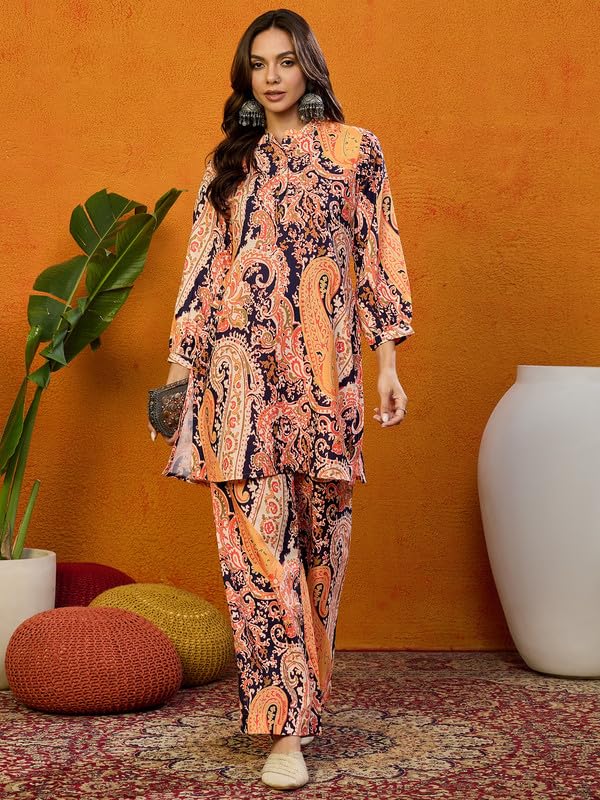 Image of Vaamsi Women's Cotton Blend Floral Printed Straight Co-ord Set (VCORD1031)