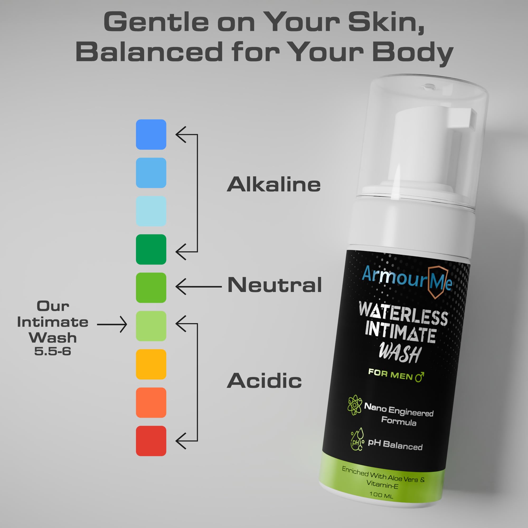 ArmourMe Waterless Intimate Wash for Men | No-Rinse Cleanser for Itch Relief, Odor Control & Daily Hygiene | pH Balanced | Enriched with Aloe Vera & Vitamin-E | Nano Engineered Formula (200 ml) 3