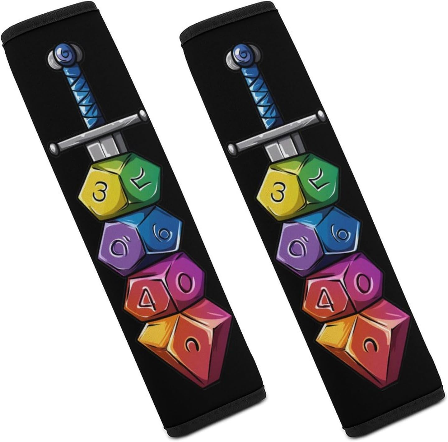 Colorful Dice Collector Sword Car Seat Strap Covers Soft Seat Strap Shoulder Pads Seatbelt Covers for All Car Seats 1PCS