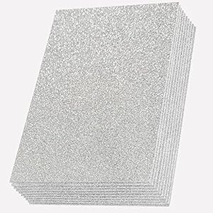 SALEMAR Silber Glitzer Schaumstoffplatten Bastelpapier, 10 Stück