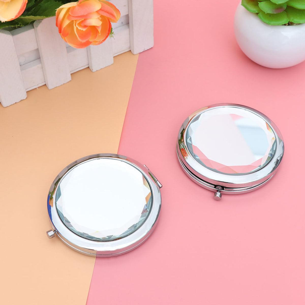 10 Pezzi cosmetico compatto tascabile piccolo per a doppio piccolo bianca
