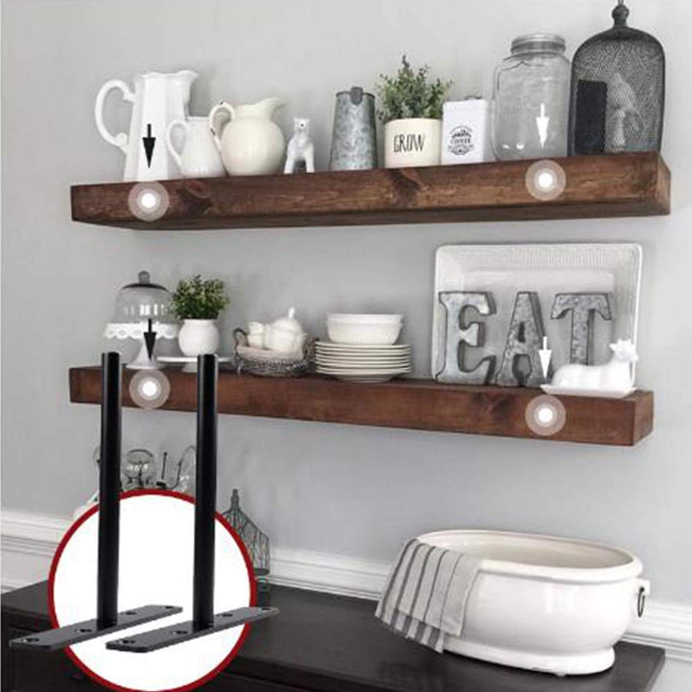 4 Staffe Per Mensole Galleggianti Invisibili - Supporti Da Parete Per Scaffali Pesanti, Bianco 20 Cm - Foto 11