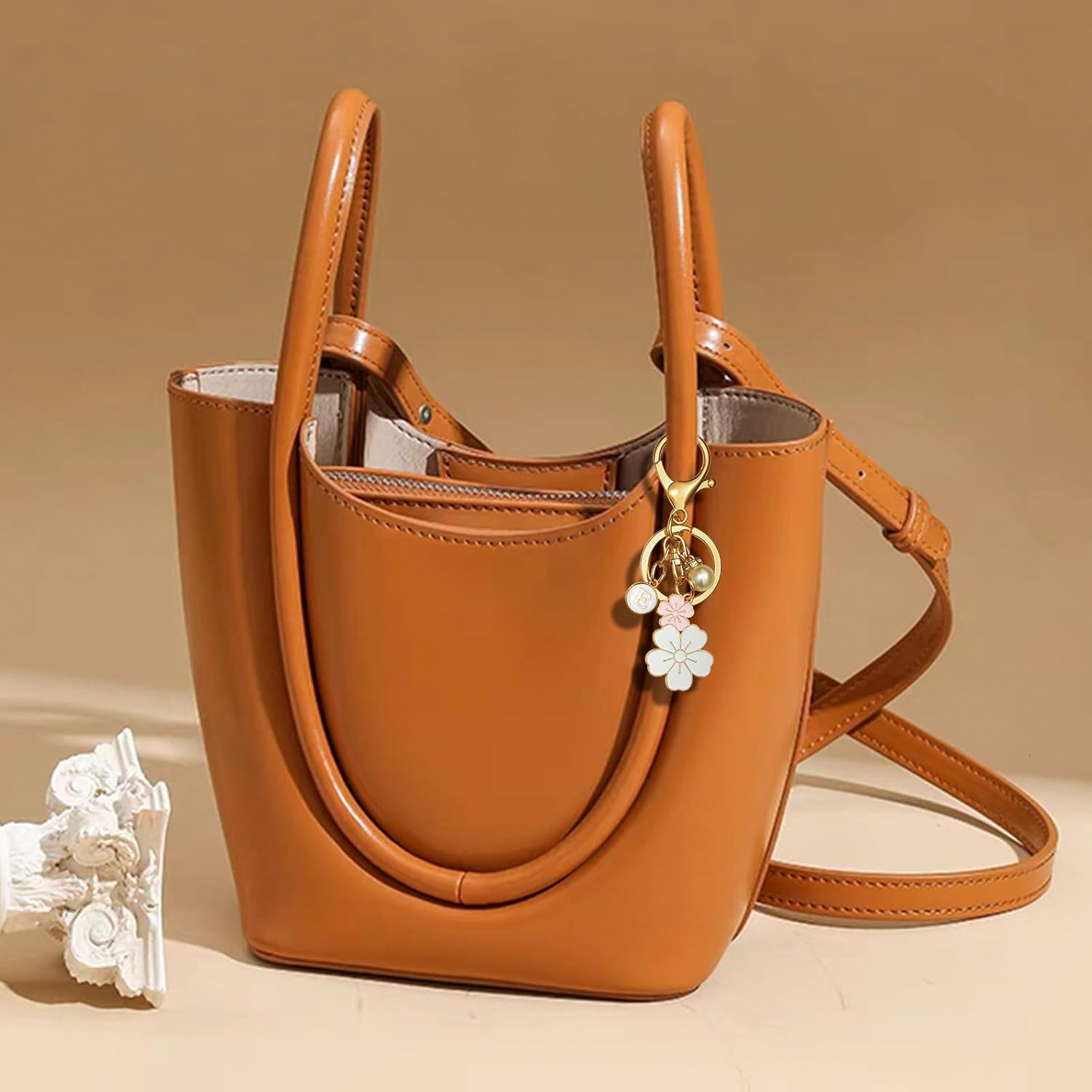 Cute Stainless Steel Gold Keychain Initial Letter Keys Charm Gifts for Women with Key Ring Purse Charms for Handbags - Image 7