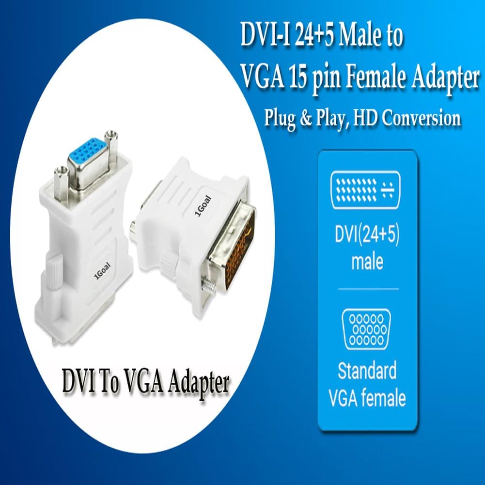 DooBuy DVI-I 24+5pin to VGA Adapter, DVI to VGA Converter, DVI-I