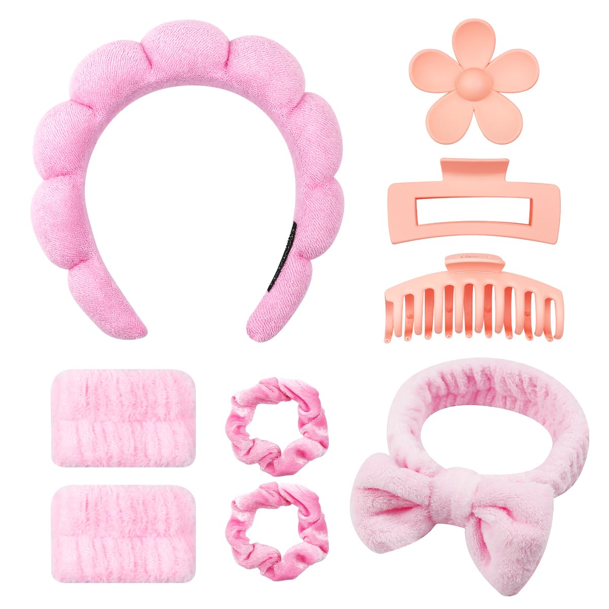 9 Pcs Spa Headband for Washing Face Wristband Spa Bow Headband Set, Multi Functional Makeup Headband